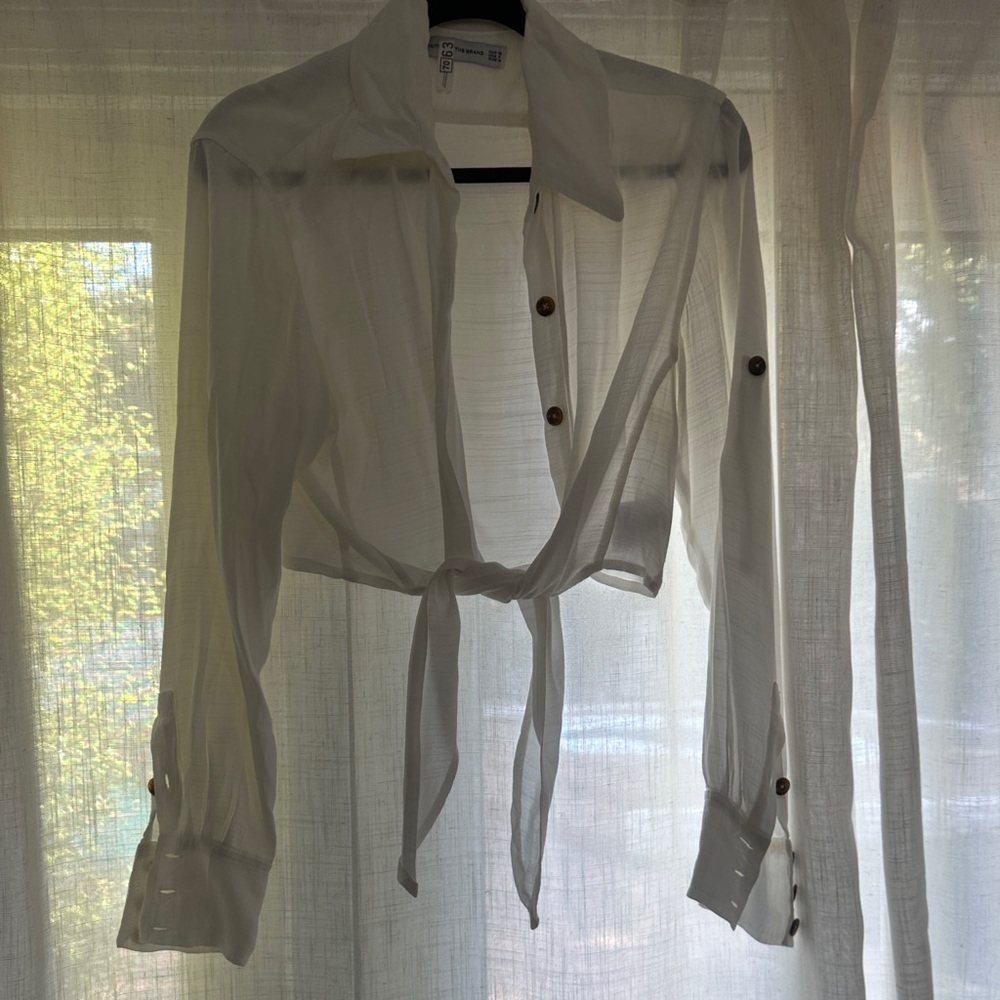 Faithfull the Brand White Tie-Front Blouse